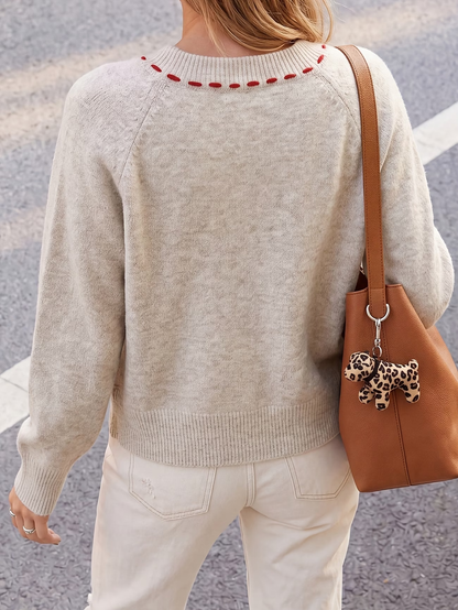Red Button Minimalist Cardigan