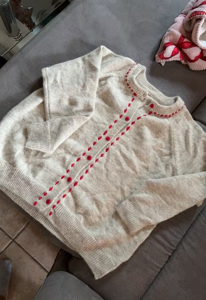 Red Button Minimalist Cardigan