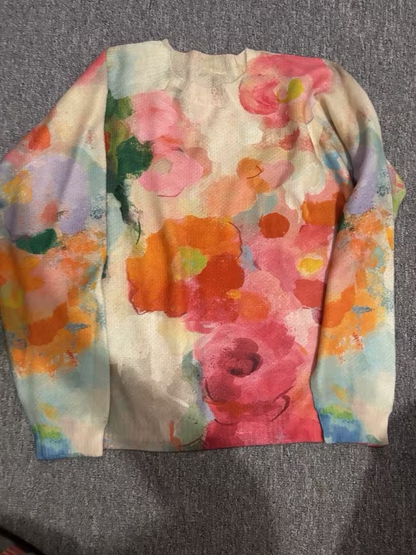 Lightweight Floral Tie-Dye Sweater