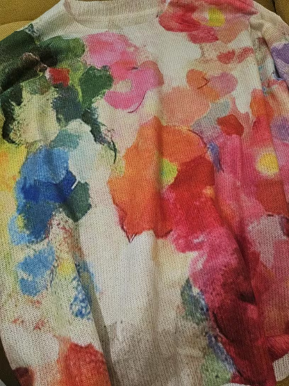 Lightweight Floral Tie-Dye Sweater