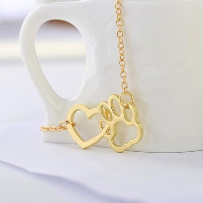 Dog claw peach heart necklace – elegant jewelry for dog moms