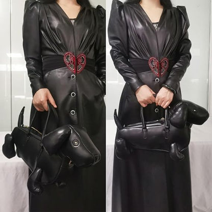 Dachshund shoulder bag in premium PU leather – cute dog lover statement bag