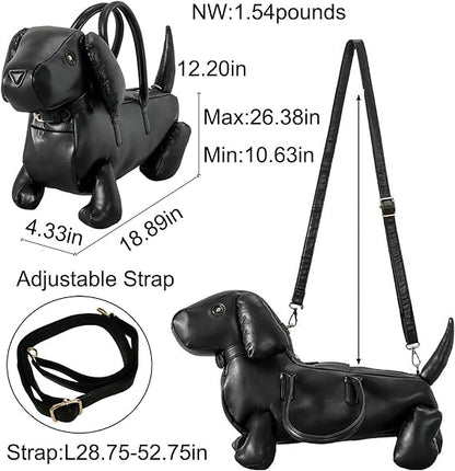 Dachshund shoulder bag in premium PU leather – cute dog lover statement bag