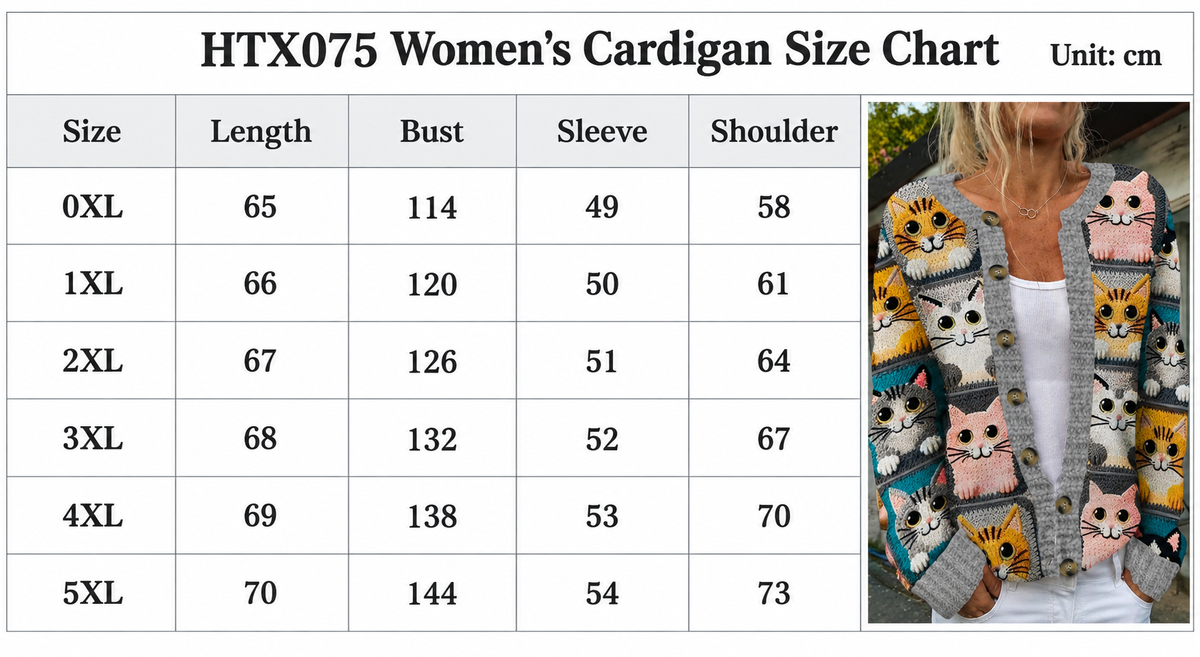Cat Lover’s Printed Knitted Cardigan