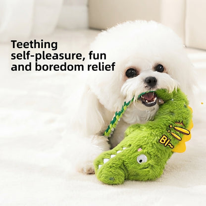 Squeak and chew crocodile boredom buster toy for dogs