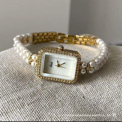 Pearl beaded watch – elegant egg-inspired aesthetic accessory