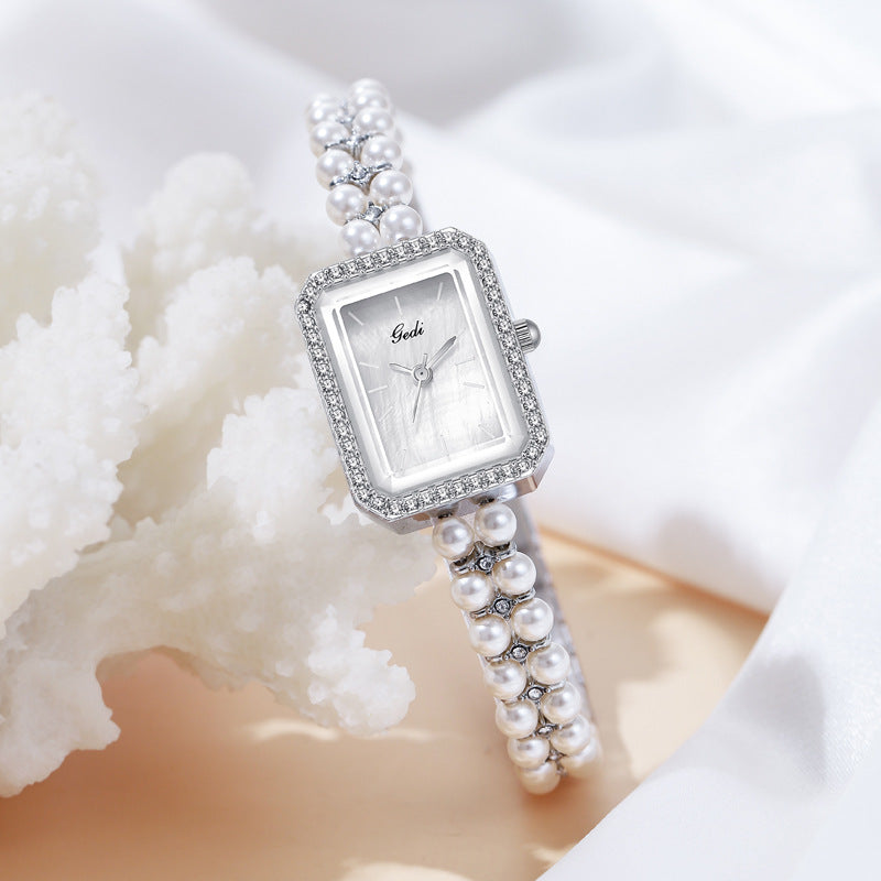 Pearl beaded watch – elegant egg-inspired aesthetic accessory