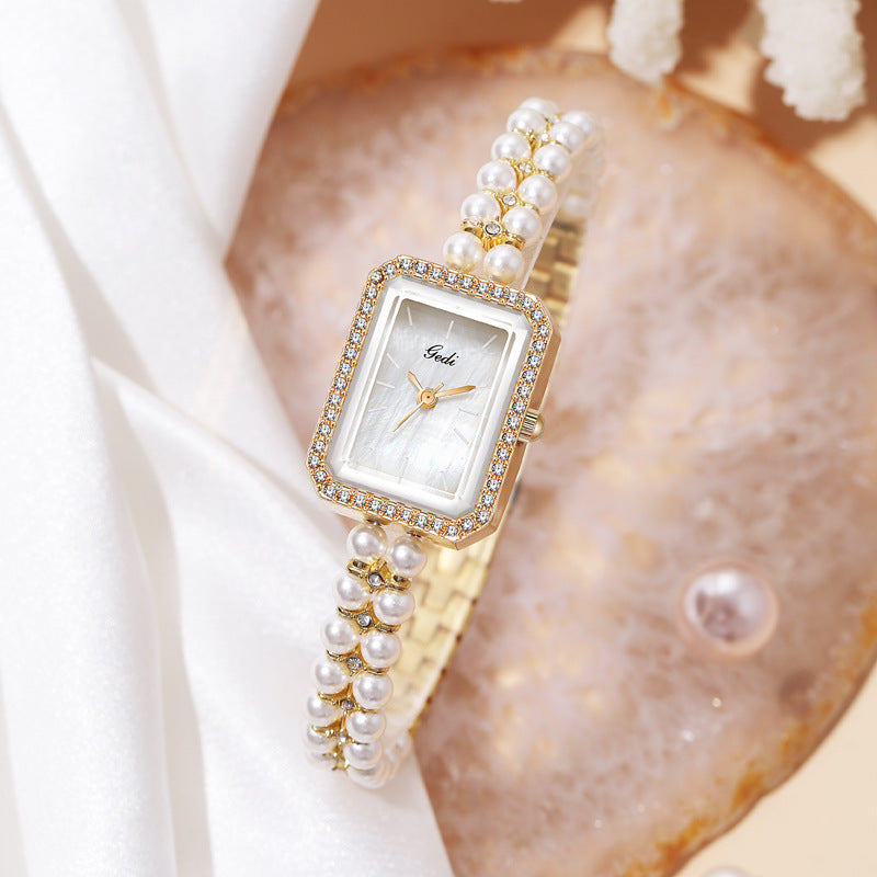 Pearl beaded watch – elegant egg-inspired aesthetic accessory