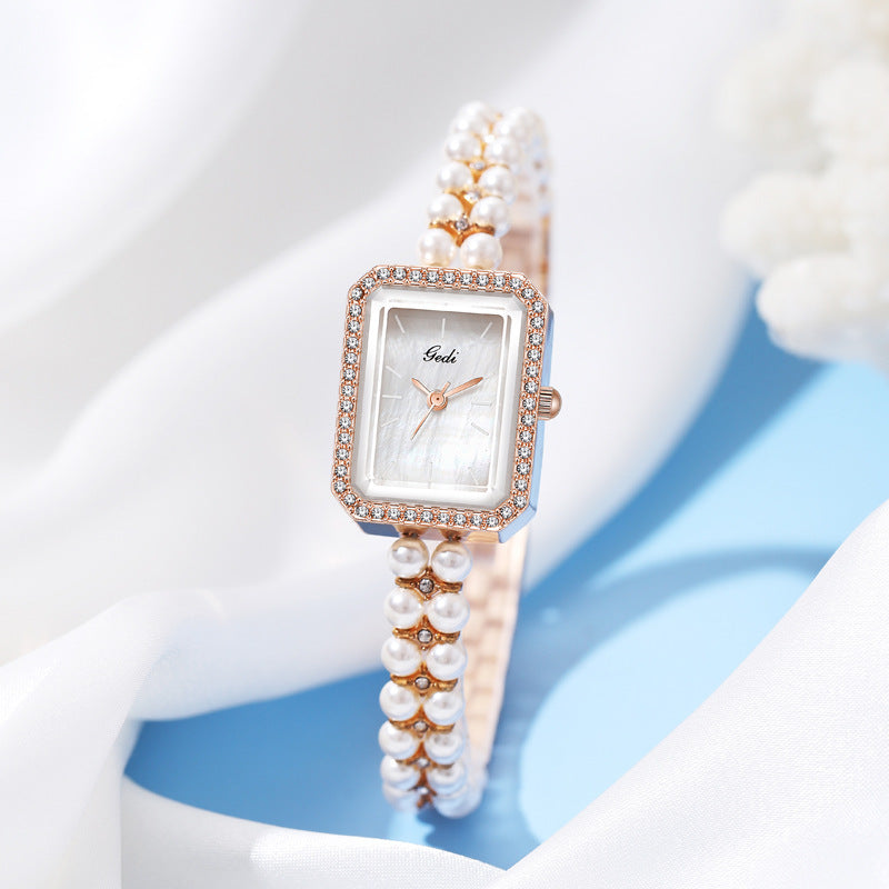Pearl beaded watch – elegant egg-inspired aesthetic accessory