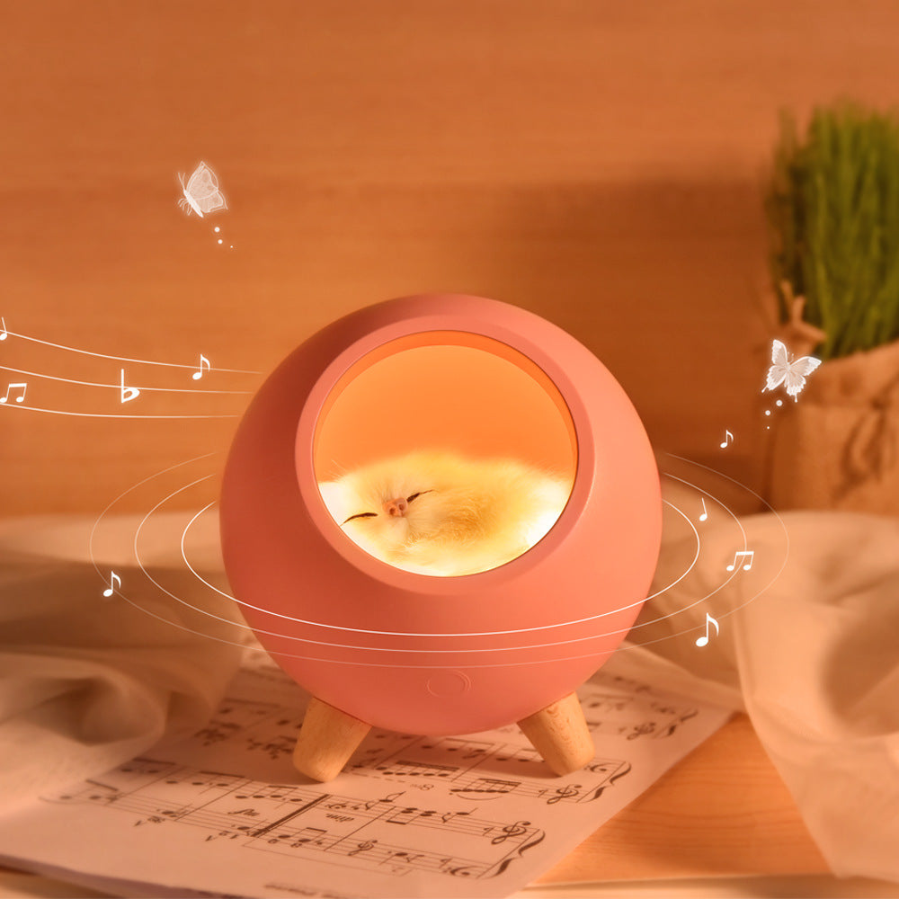 Cute cat house night light – sleeping kitty bedroom or desk decor