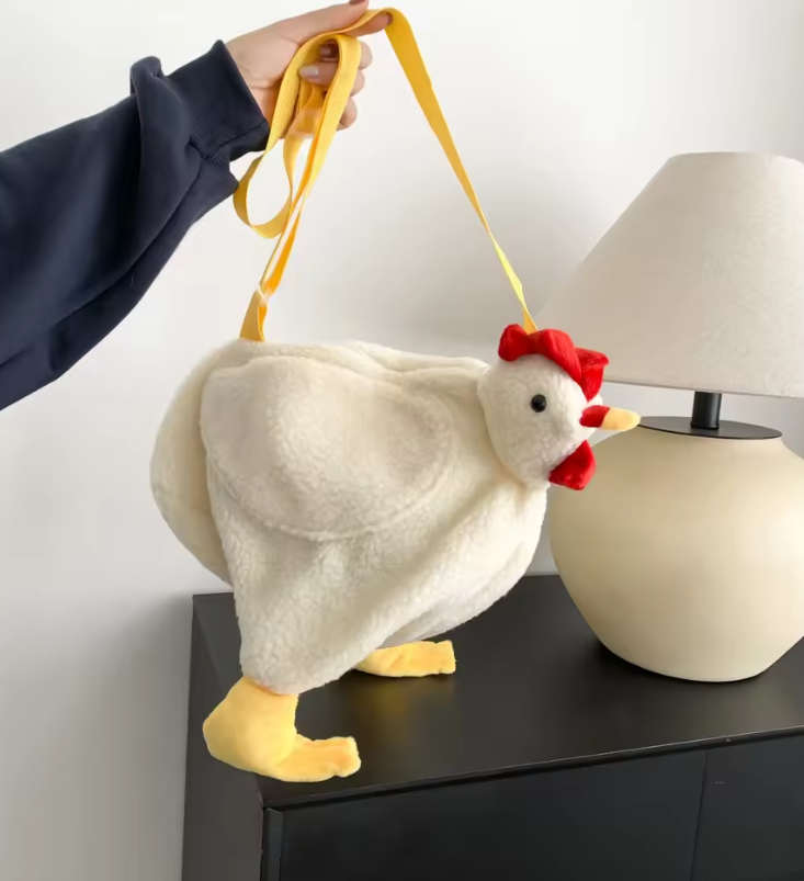Plush chicken bag – fun quirky statement piece for everyday or special occasions
