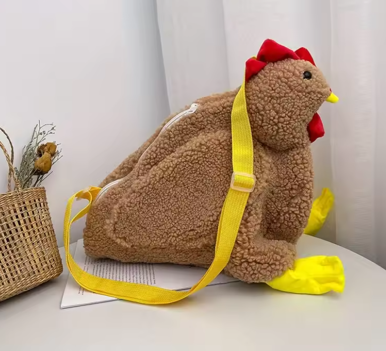Plush chicken bag – fun quirky statement piece for everyday or special occasions