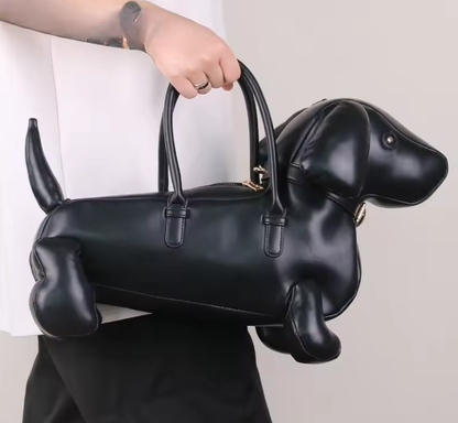 Dachshund shoulder bag in premium PU leather – cute dog lover statement bag