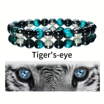 Aqua Blue Tiger's Eye Bracelet – Lucky Charm Gift Set