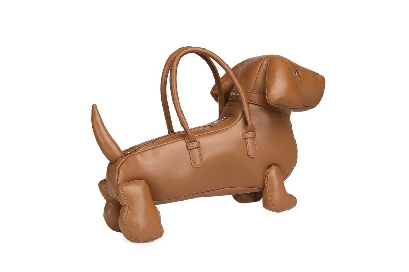 Dachshund shoulder bag in premium PU leather – cute dog lover statement bag
