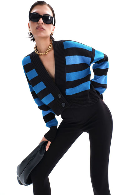 Color Contrast Loose Knit Cardigan