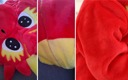 Red dragon jumpsuit for toddlers – soft 100% polyester flannel with 3D embroidered dragon