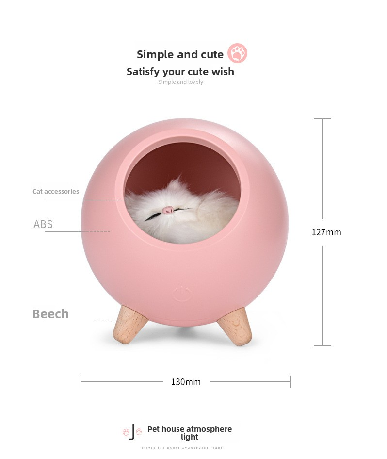 Cute cat house night light – sleeping kitty bedroom or desk decor