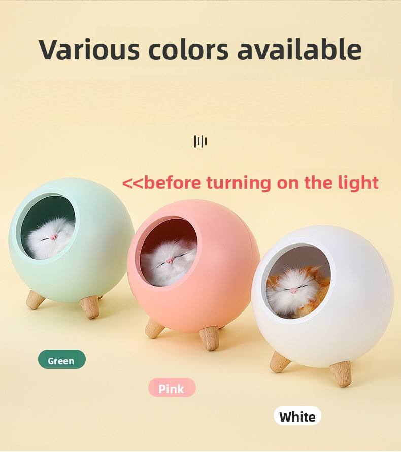 Cute cat house night light – sleeping kitty bedroom or desk decor
