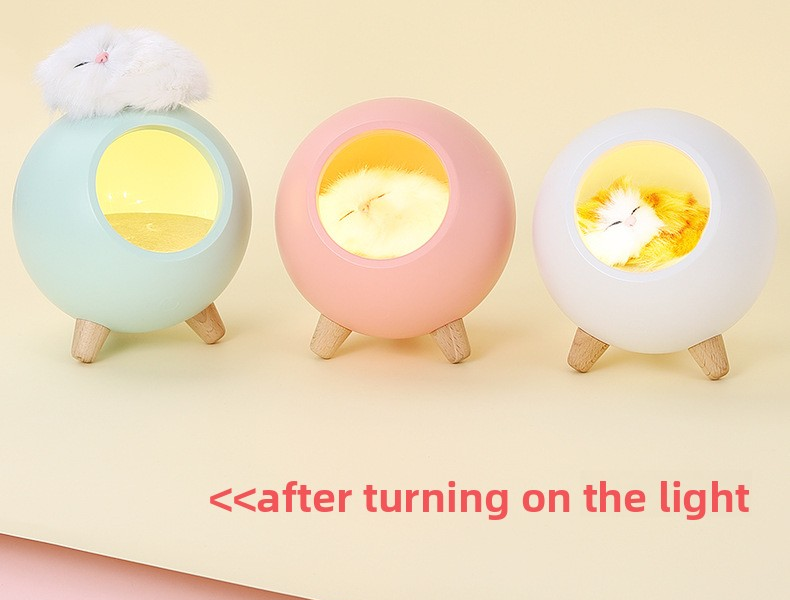 Cute cat house night light – sleeping kitty bedroom or desk decor