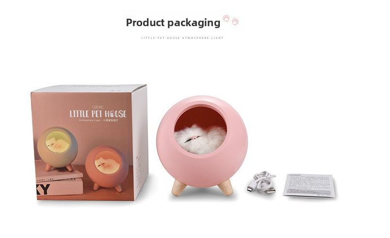 Cute cat house night light – sleeping kitty bedroom or desk decor