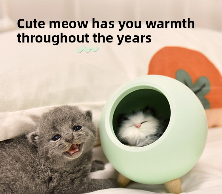 Cute cat house night light – sleeping kitty bedroom or desk decor