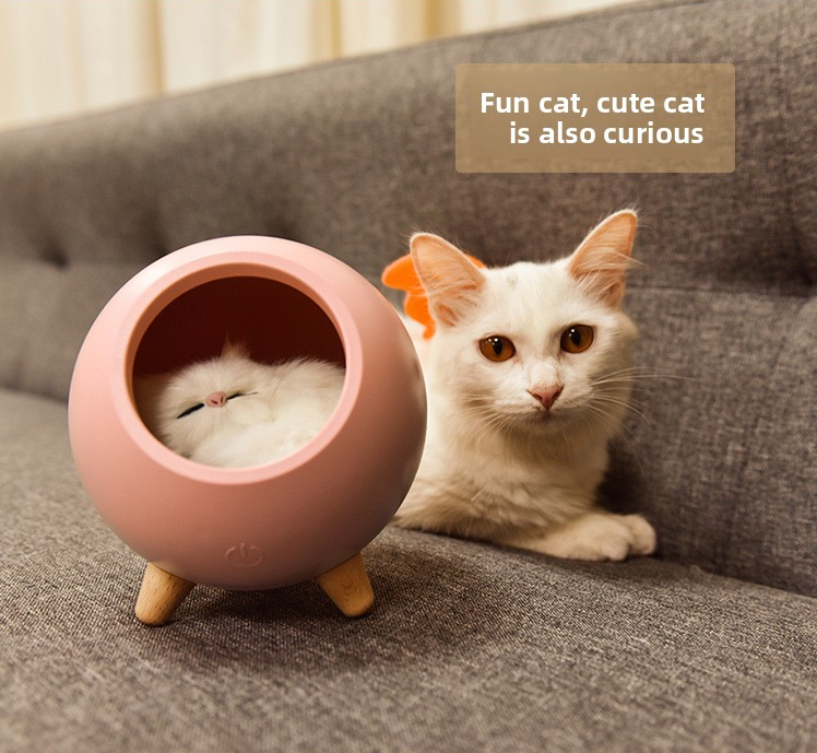 Cute cat house night light – sleeping kitty bedroom or desk decor