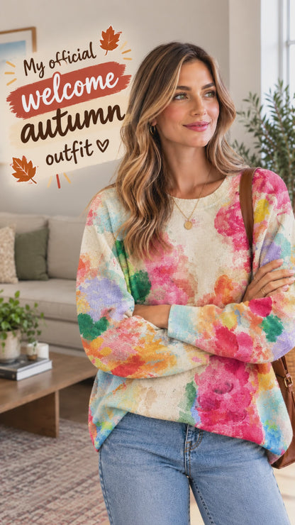 Lightweight Floral Tie-Dye Sweater