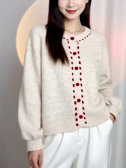 Red Button Minimalist Cardigan