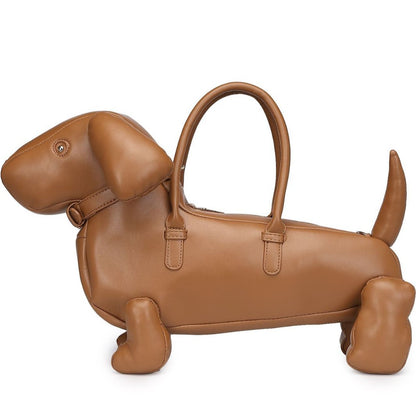 Dachshund shoulder bag in premium PU leather – cute dog lover statement bag