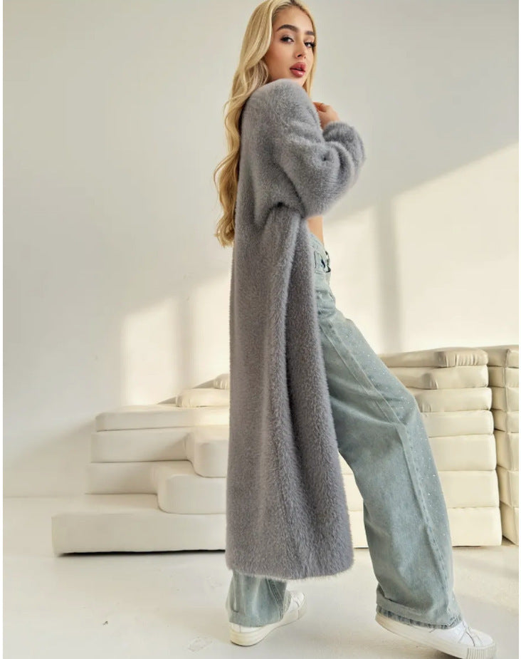 Fluffy Longline Open-Front Cardigan | One Size