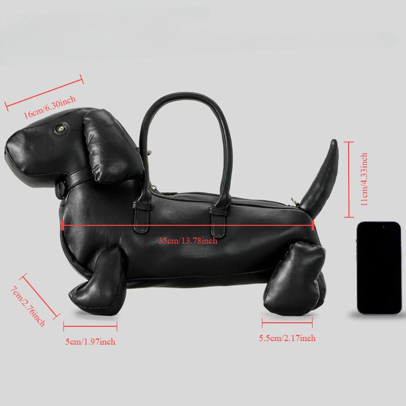Dachshund shoulder bag in premium PU leather – cute dog lover statement bag