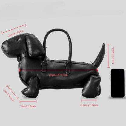 Dachshund shoulder bag in premium PU leather – cute dog lover statement bag