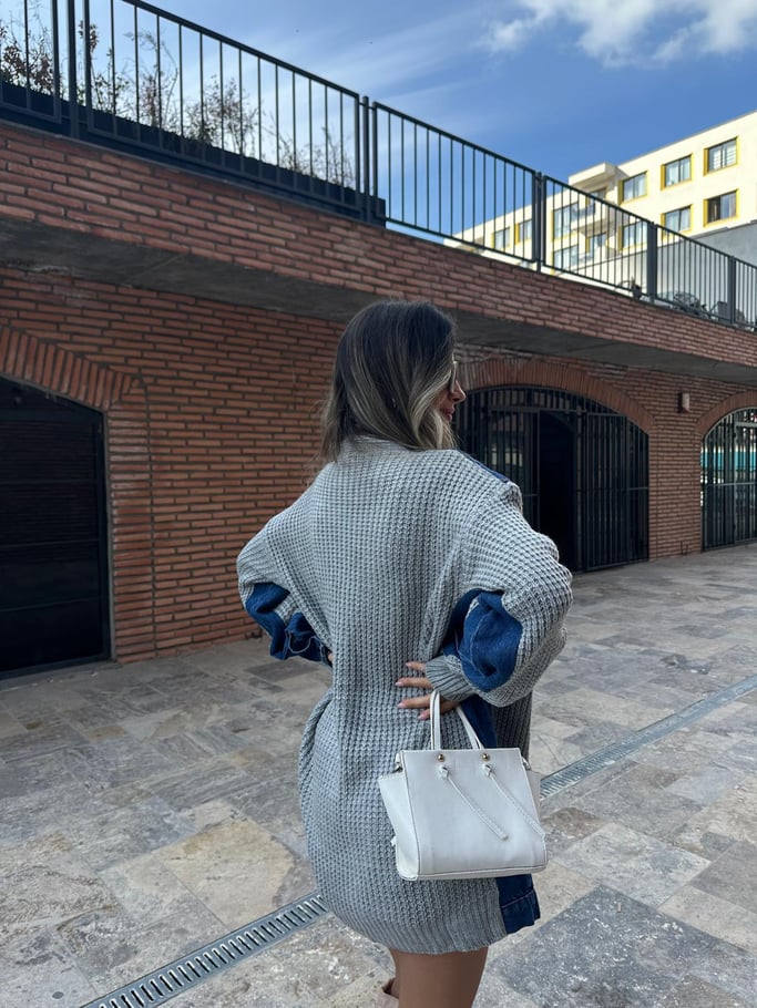 Patchwork Knitted Cardigan Sweater